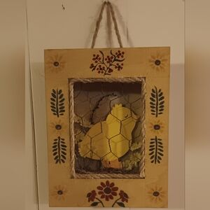 Yellow Chick Rustic Shadowbox Wall Art